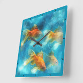 VISSWIMMING.  ORANJE VIS. VIERKANTE KLOK (Hoek)