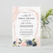 Vissy Blush Floral Geometric Virtual Vrijgezellenf Kaart (Staand voorkant)