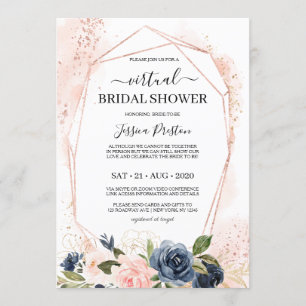 Vissy Blush Floral Geometric Virtual Vrijgezellenf Kaart