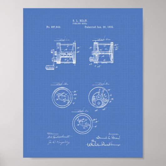 Vist 1892 Patent Art Blueprint Poster (Voorkant)
