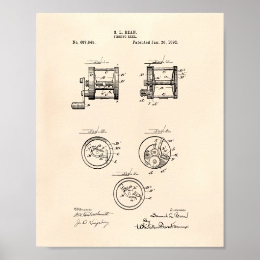 Vist 1892 Patent Art Old Peper Poster (Voorkant)