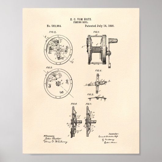 Vist 1892 Patent Art Old Peper Poster (Voorkant)