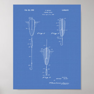 Vist 1950-patentblauwdruk voor kunst poster