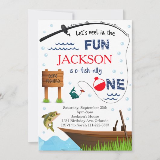 Vist 1e verjaardag O-Fish-Ally One Invite Kaart (Voorkant)