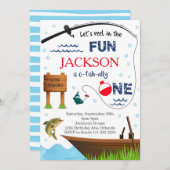 Vist 1e verjaardag O-Fish-Ally One Invite Kaart (Voorkant / Achterkant)