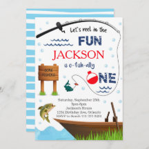 Vist 1e verjaardag O-Fish-Ally One Invite