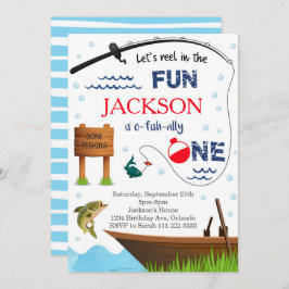 Vist 1e verjaardag O-Fish-Ally One Invite Kaart
