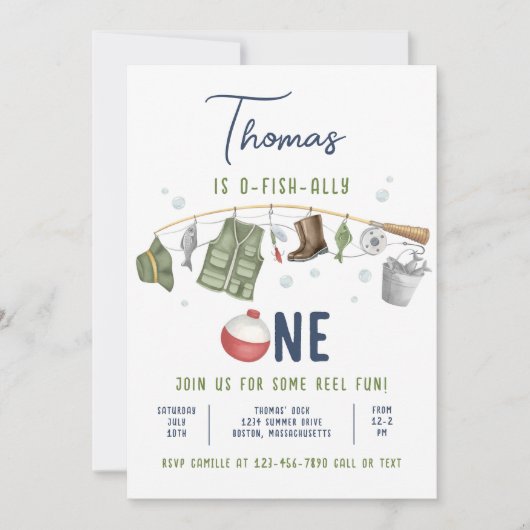 Vist 1e verjaardag O-Fish-Ally One Verjaardag Kaart (Voorkant)