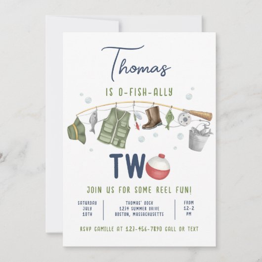 Vist 1e verjaardag O-Fish-Ally One Verjaardag Kaart (Voorkant)