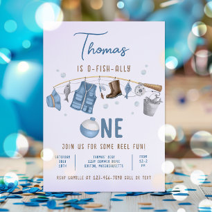 Vist 1e verjaardag O-Fish-Ally One Verjaardag Kaart