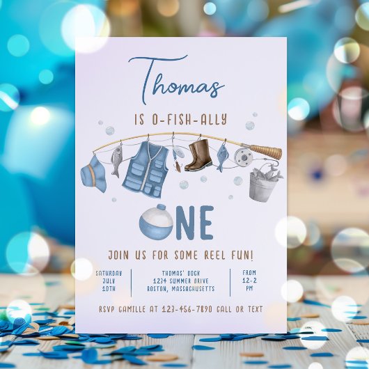 Vist 1e verjaardag O-Fish-Ally One Verjaardag Kaart