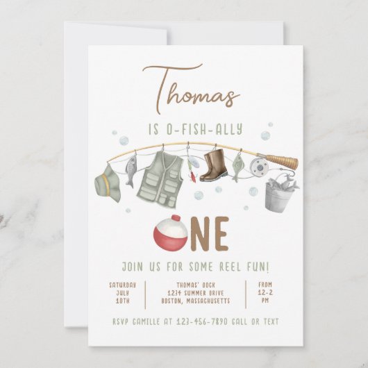 Vist 1e verjaardag O-Fish-Ally One Verjaardag Kaart (Voorkant)