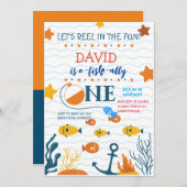 Vist 1st Birthday Boy O-fish-ally Kaart (Voorkant / Achterkant)