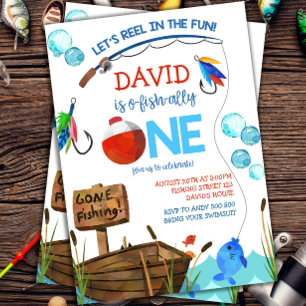 Vist 1st Birthday Boy O-fish-ally Kaart