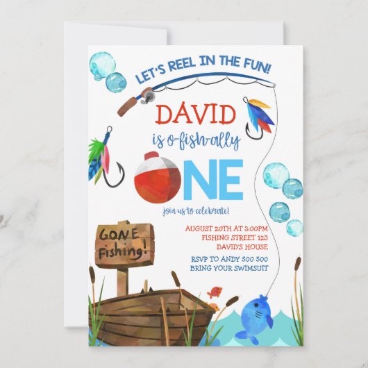 Vist 1st Birthday Boy O-fish-ally Kaart (Voorkant)