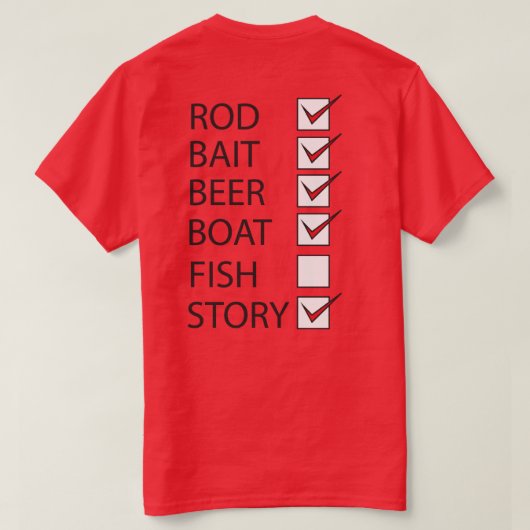Vist Aftasten Lijst Mannen Funny T-shirt Red (Design achterkant)