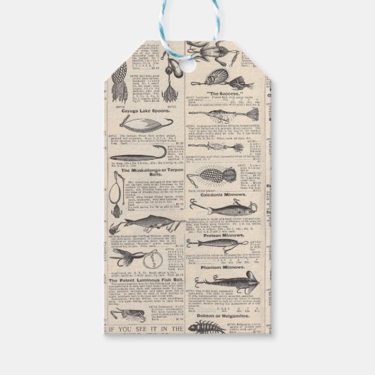 Vist: Antiek visser uit de jaren 1900 Cadeaulabel (Voorkant)