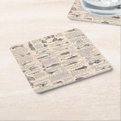  Vist: Antiek visser uit de jaren 1900 Kartonnen Onderzetters (Schuin)