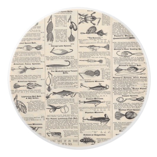  Vist: Antiek visser uit de jaren 1900 Keramische Knop (Voorkant)