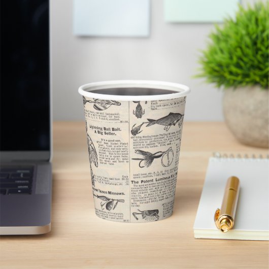  Vist: Antiek visser uit de jaren 1900 Papieren Bekers (Insitu)