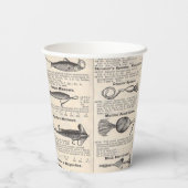  Vist: Antiek visser uit de jaren 1900 Papieren Bekers (Achterkant)