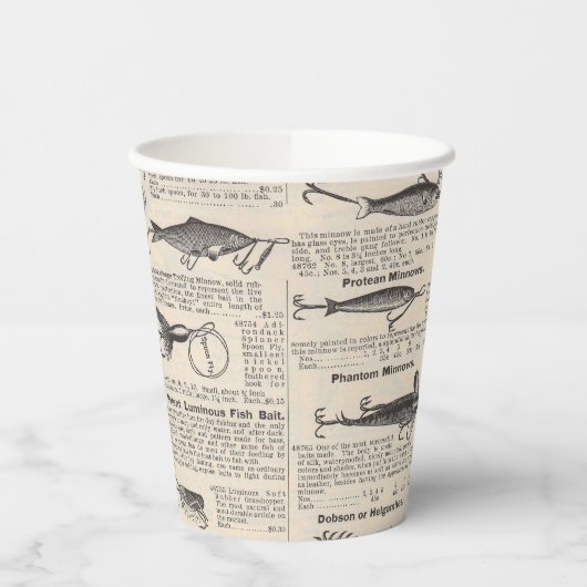  Vist: Antiek visser uit de jaren 1900 Papieren Bekers (Links)