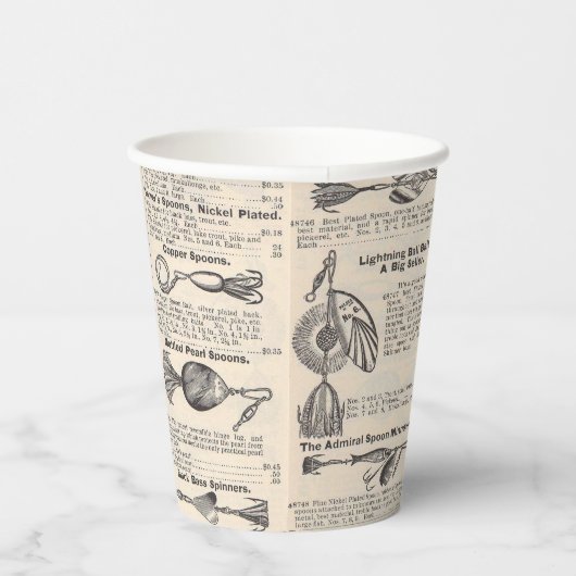  Vist: Antiek visser uit de jaren 1900 Papieren Bekers (Rechts)