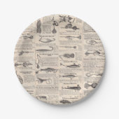  Vist: Antiek visser uit de jaren 1900 Papieren Bordje (Voorkant)