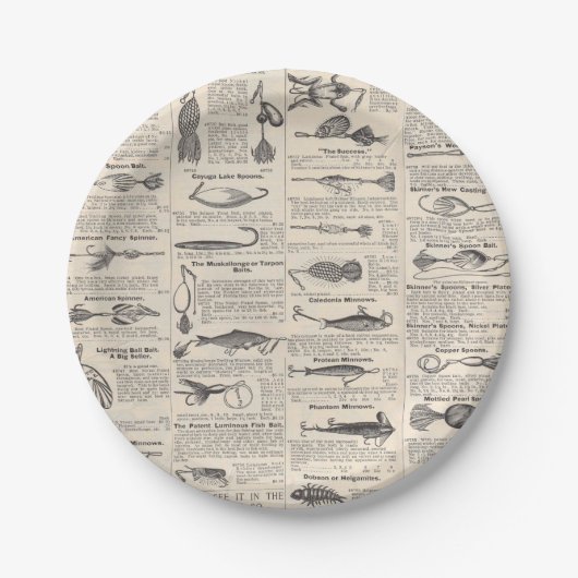  Vist: Antiek visser uit de jaren 1900 Papieren Bordje (Voorkant)