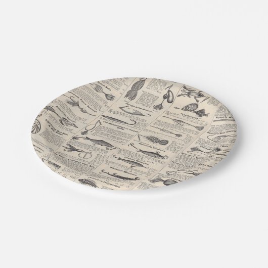  Vist: Antiek visser uit de jaren 1900 Papieren Bordje (Gekanteld)