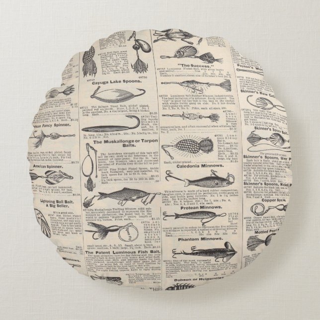  Vist: Antiek visser uit de jaren 1900 Rond Kussen (Voorkant)