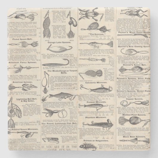  Vist: Antiek visser uit de jaren 1900 Stenen Onderzetter (Voorkant)