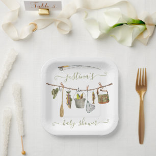 Vist Baby shower waslijn Papieren Bordje