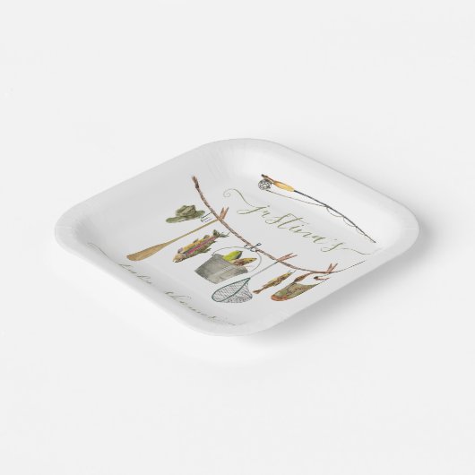 Vist Baby shower waslijn Papieren Bordje (Gebogen)