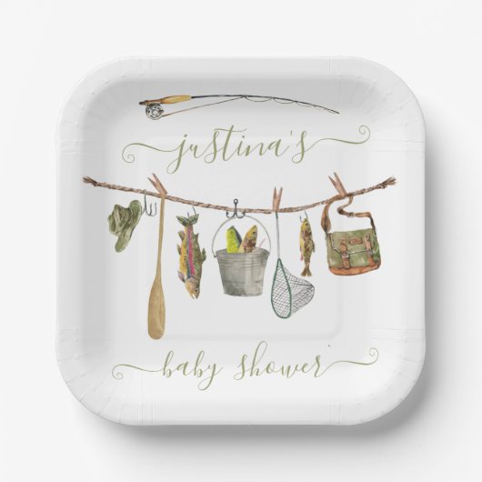 Vist Baby shower waslijn Papieren Bordje (Voorkant)