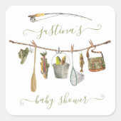 Vist Baby shower waslijn Vierkante Sticker (Voorkant)