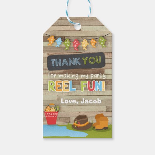 Vist bedankt voor cadeau label Gone Fishing Cadeaulabel (Voorkant)