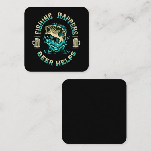 Vist. Bier helpt! Vierkante Visitekaartje (Voorkant / Achterkant)