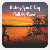 Vist bij zonsopgang vierkante sticker (Voorkant)