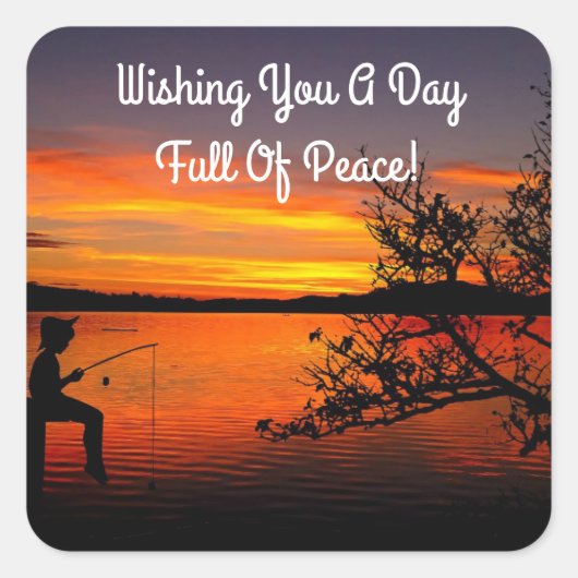 Vist bij zonsopgang vierkante sticker (Voorkant)