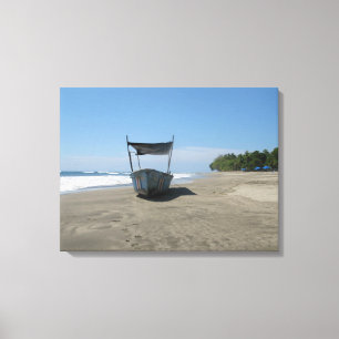 Vist Boat aan de strand in Costa Rica Canvas Afdruk