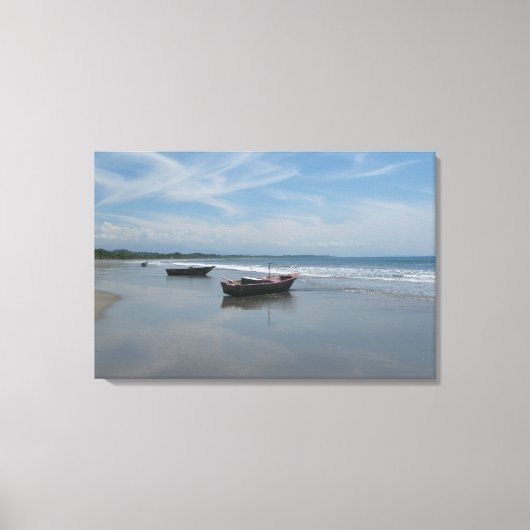 Vist Boat bij de strand Canvas Afdruk (Voorkant)