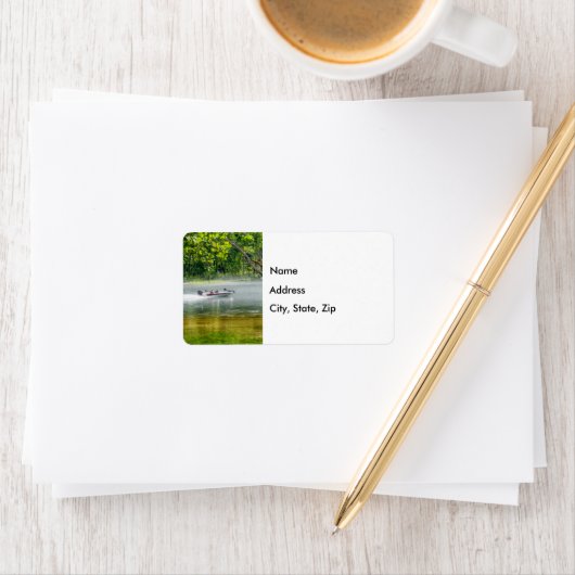 Vist Boat op het het adresetiket van de Beweging Etiket (Insitu)