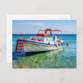 Vist Boat op het superparadijsstrand. Briefkaart (Voorkant / Achterkant)