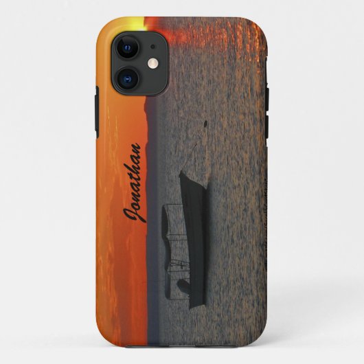 Vist Boat op Sunset, Oranje Sky, Naam Case-Mate iPhone Case (Achterkant)
