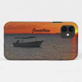 Vist Boat op Sunset, Oranje Sky, Naam Case-Mate iPhone Case (Achterkant (horizontaal))