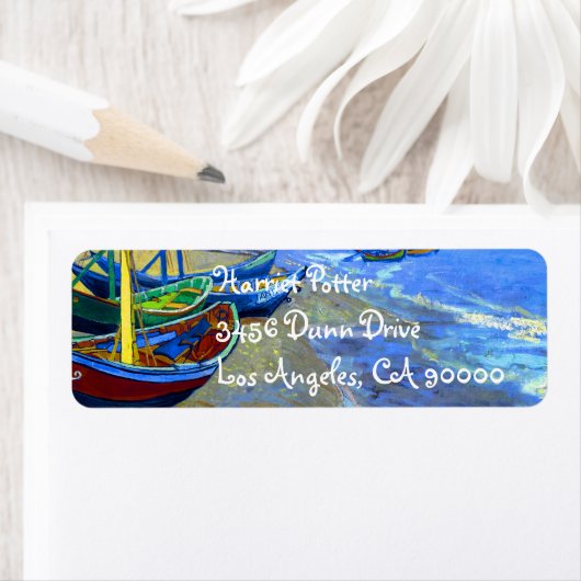 Vist Boats Beach Saintes-Maries Van Gogh Fine Etiket (Insitu)