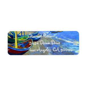 Vist Boats Beach Saintes-Maries Van Gogh Fine Etiket
