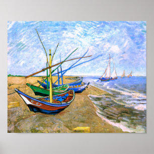 Vist Boats Beach Saintes-Maries Van Gogh Fine Poster