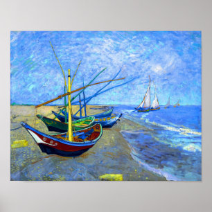 Vist Boats Beach Saintes-Maries Van Gogh Fine Poster